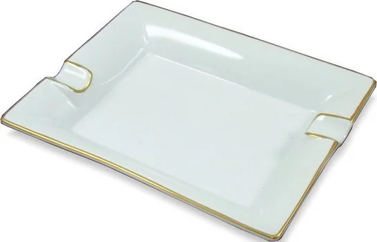 Cenicero blanco/dorado rectangular