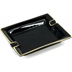 Cenicero para Puros Rectangular Pintado de Oro Negro