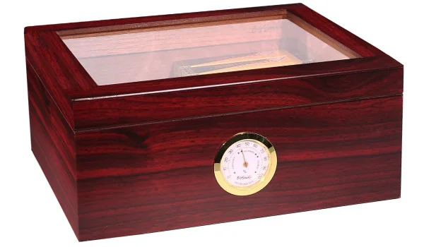 Humidor BigSmoke Marrón Medio con Tapa de Cristal